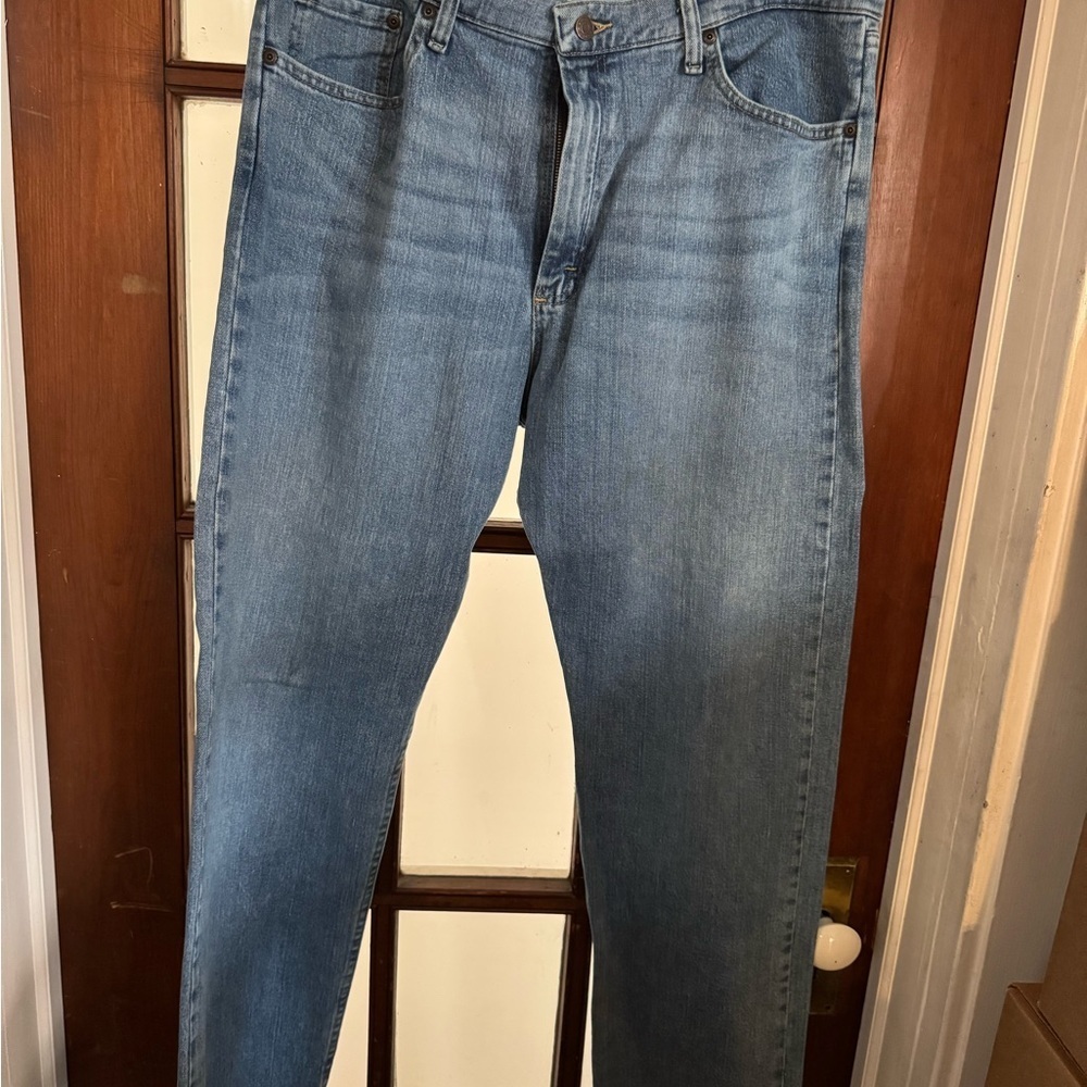Wrangler Blue Straight Jeans Classic Style - Picture 2 of 6